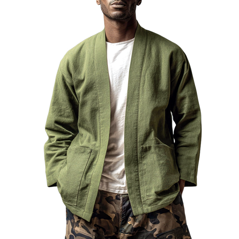 Men's Solid Loose Buttonless Cardigan Jacket MTA0988I1Z