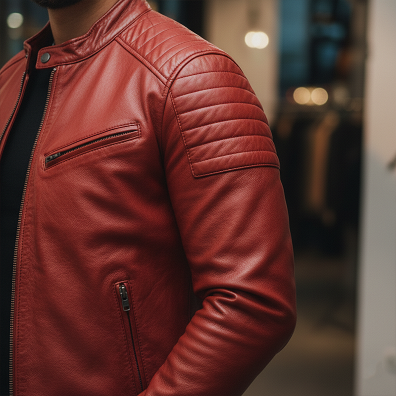 Men's Winter Fashion Multi-pocket PU Faux Leather Motorcycle Jacket MTA2236J9P