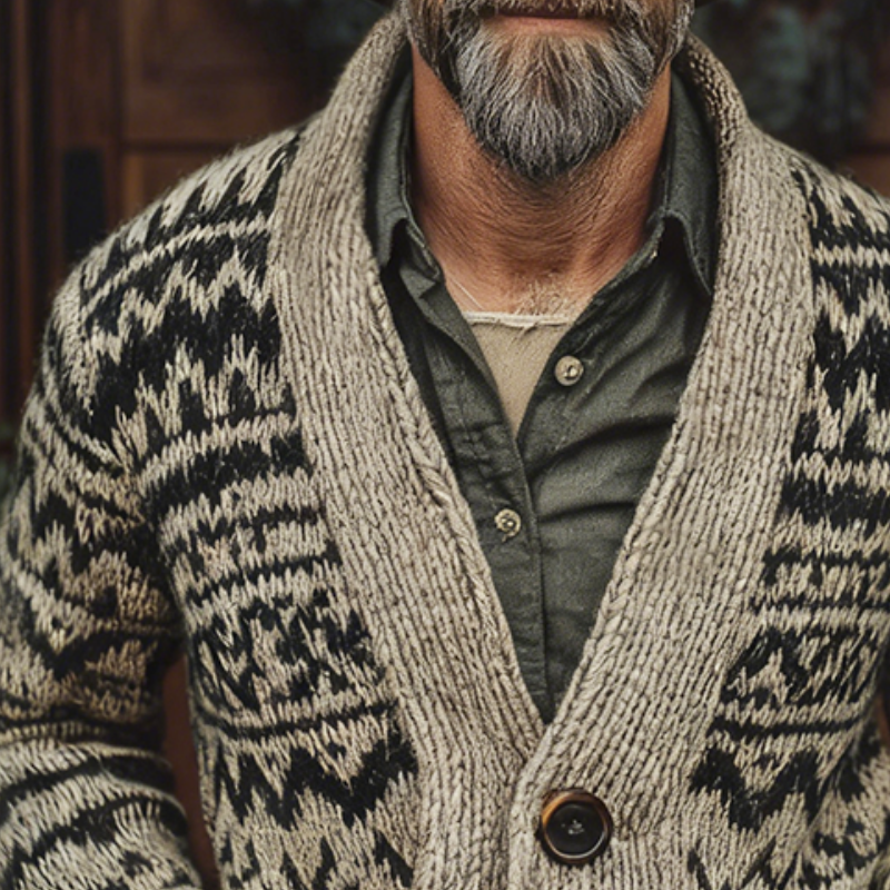 Men's Retro Casual Geometric Knit Button Cardigan MTA2525K8TO