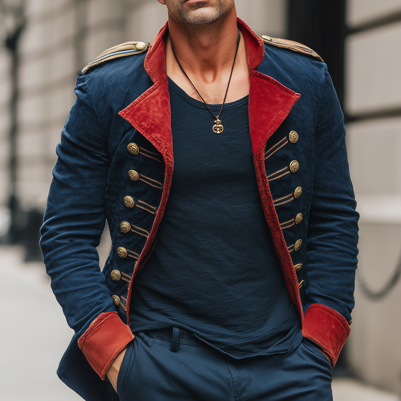 Men's Vintage Double-breasted Suede Colorblock Short Coat MTA3062H8U