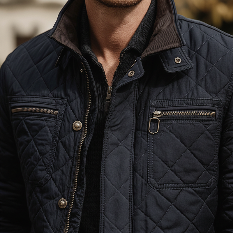 Men's Winter Vintage Cotton Quilted Stand Collar Jacket MTA1515J0P