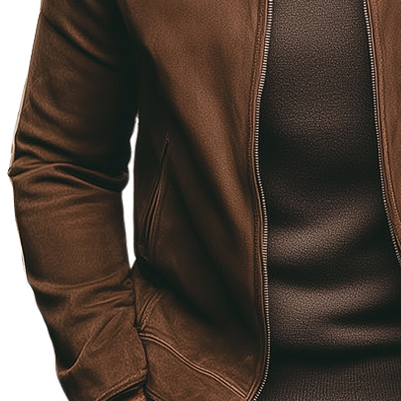 Men's Vintage Stand Collar Suede Zip-Up Jacket MTA0236I9U