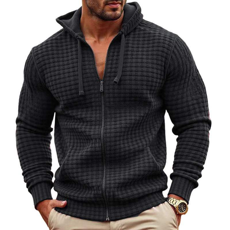 Men's Solid Color Loose Fleece Hooded Jacket MTA2560H3X