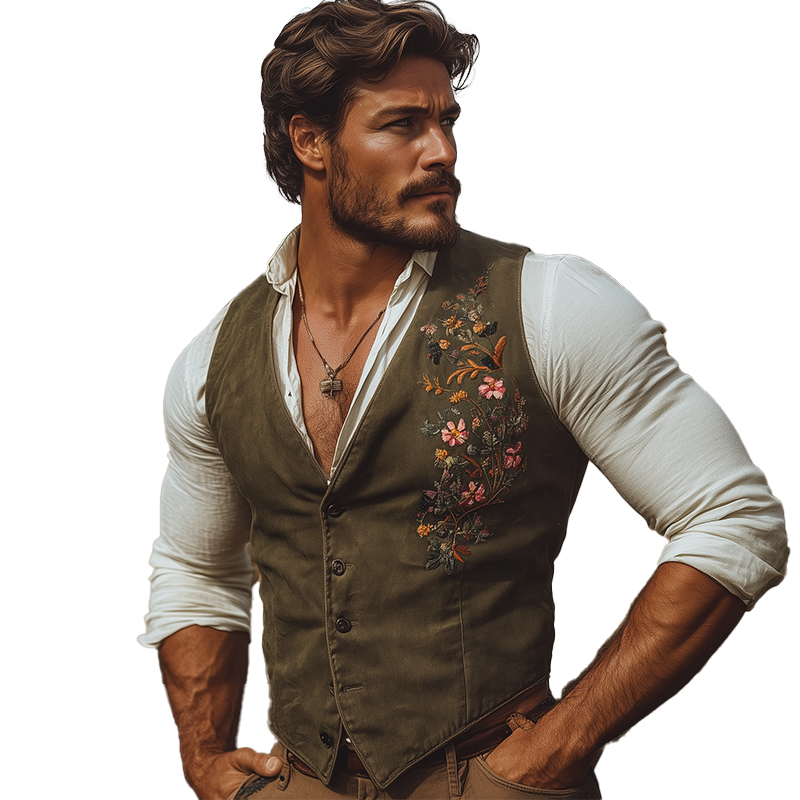 Men's Summer Fashion Embroidery Cotton Blend Sleeveless Vest MTA3037F0P