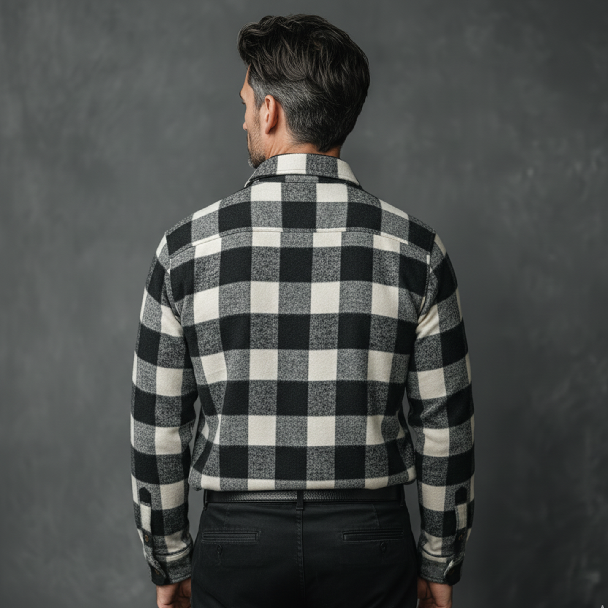 Men's Classic Casual Check Brushed Cotton Blend Pocket Long Sleeve Shirt MTA2195J6K