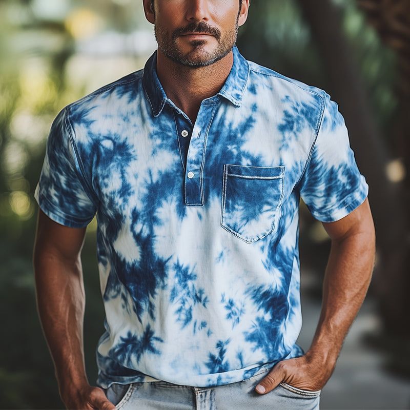 Men's Summer Classic Print Short Sleeve POLO Shirt MTA2332E1U