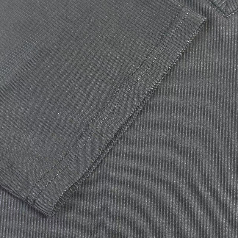 Herre fritidsribbet bomullsblanding V-hals Slim Fit Kortermet T-skjorte 51265184M