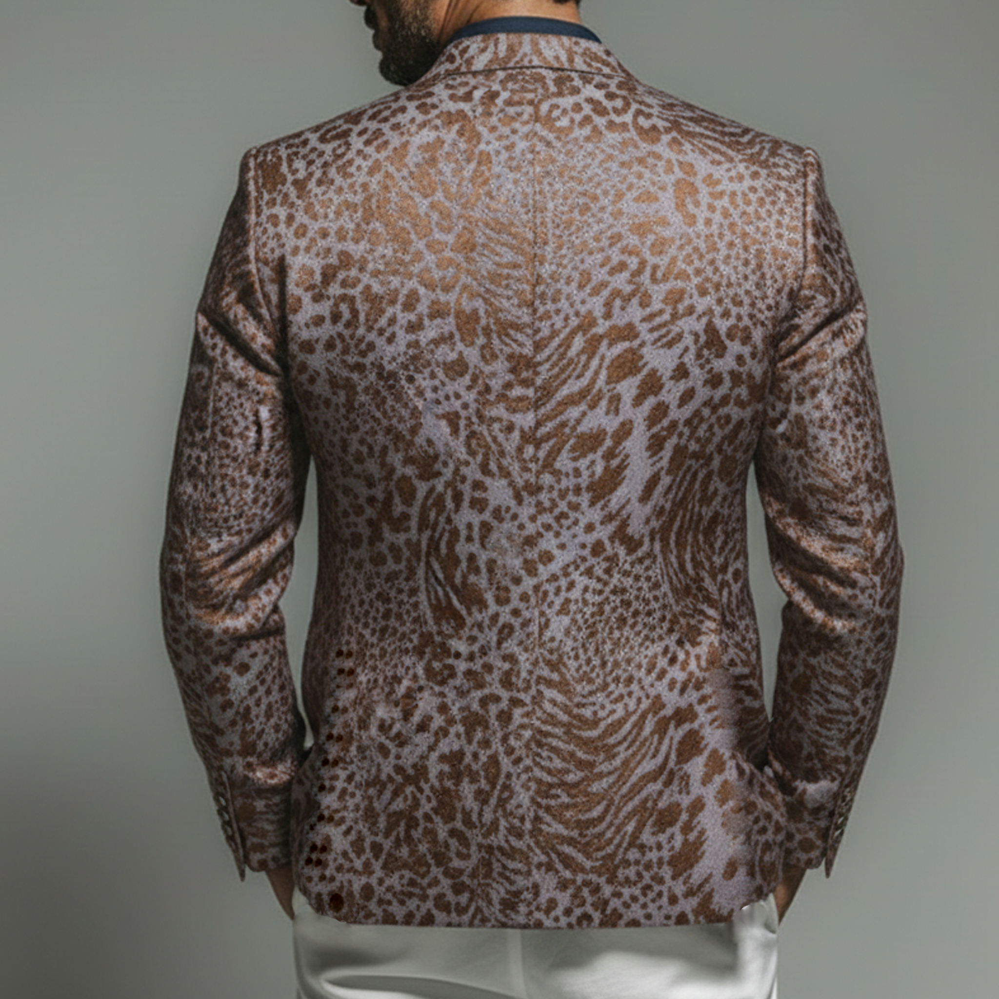 Men's Classic Vintage Stand-collar Blended Jacquard Jacket MTA3088L6K