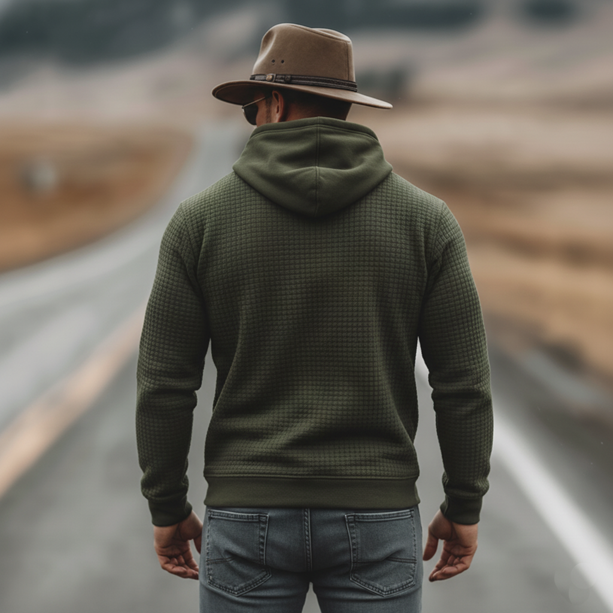 Men's Classic Retro Waffle Knit Air Layer Hoodie MTA1069L1K