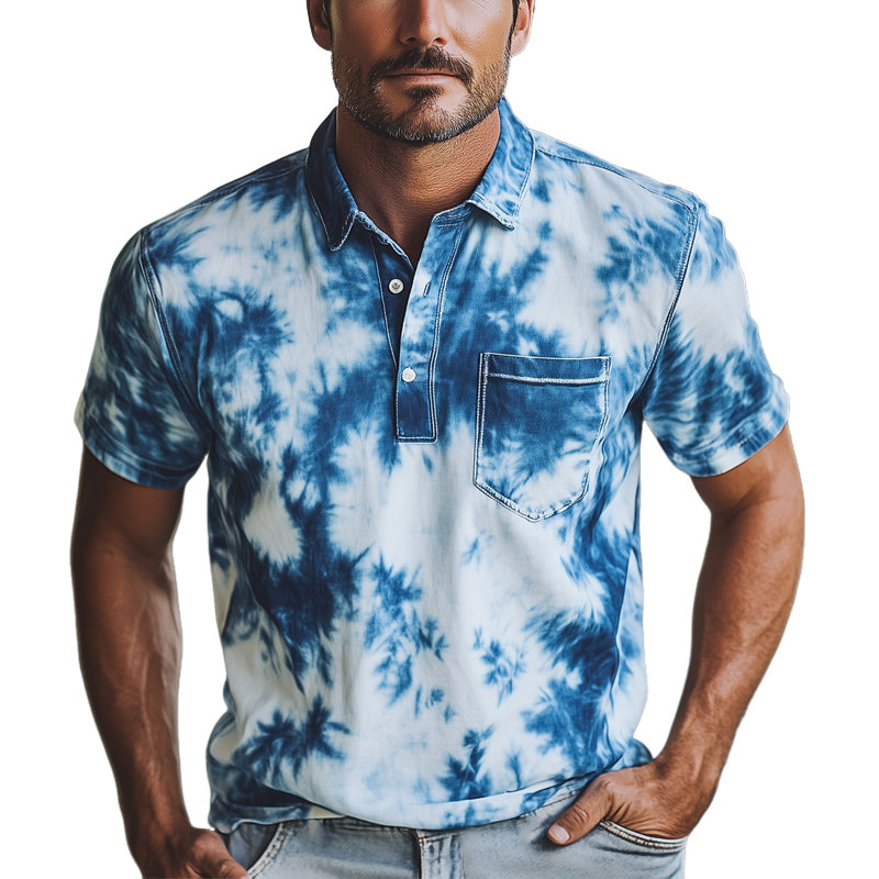 Men's Summer Classic Print Short Sleeve POLO Shirt MTA2332E1U