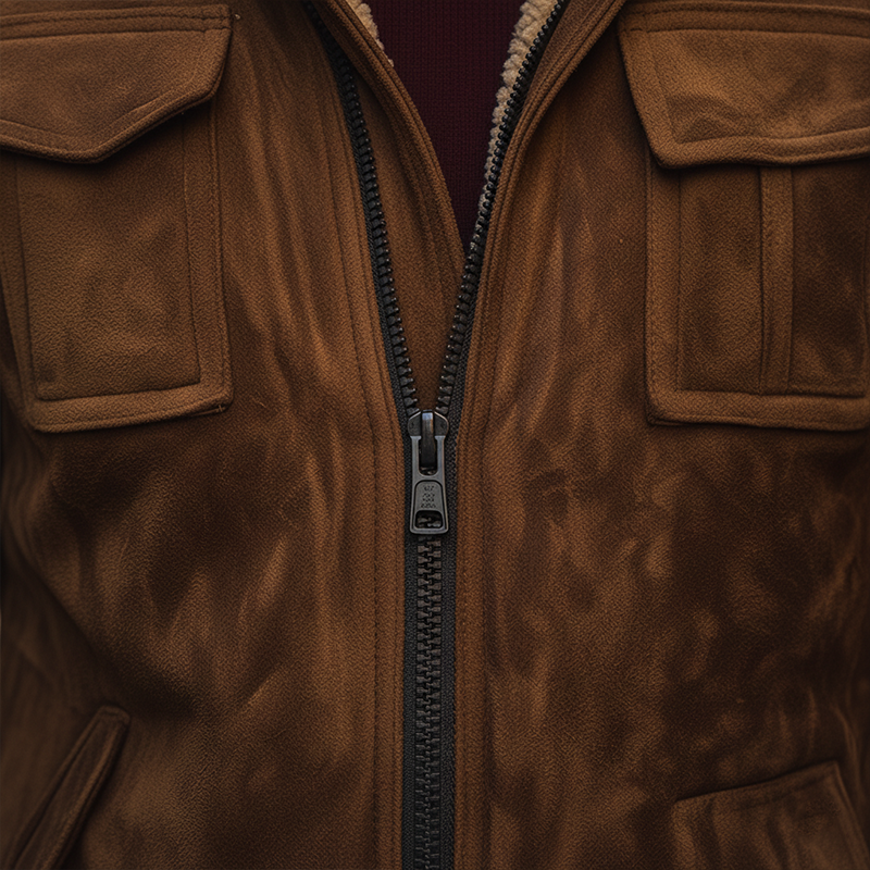 Men's Winter Retro Faux Suede Fleece Lined High-Neck Warm Jacket MTA0108K1P