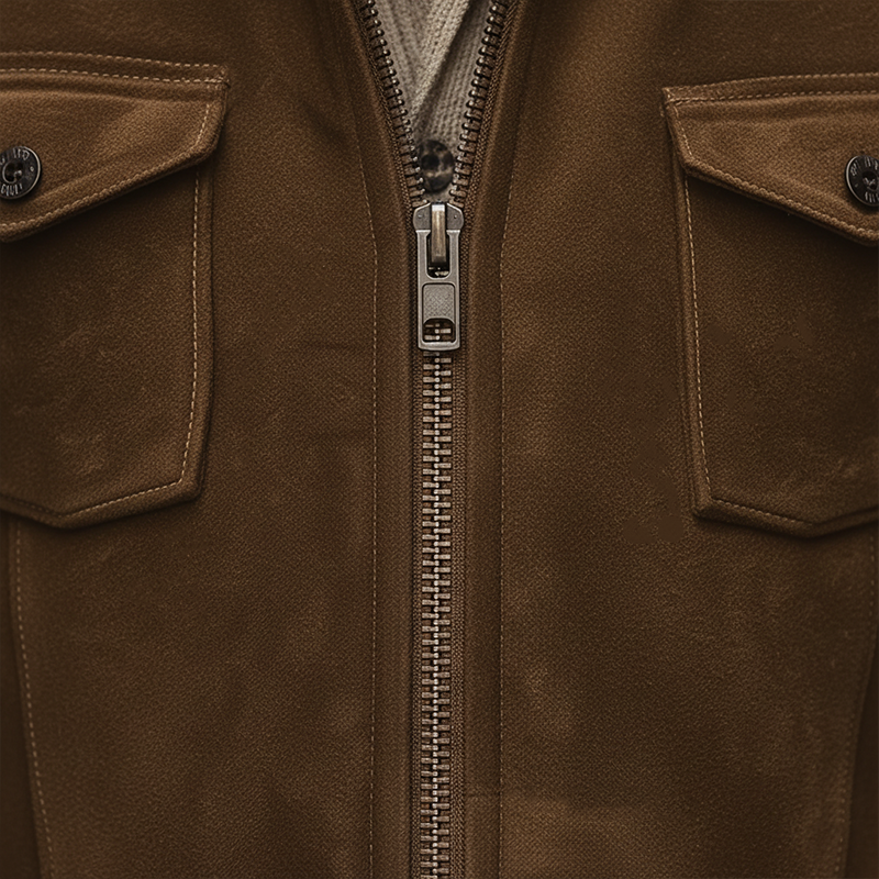 Men's Winter Retro Solid Color Faux Suede Zip-up Coat MTA3054J1P