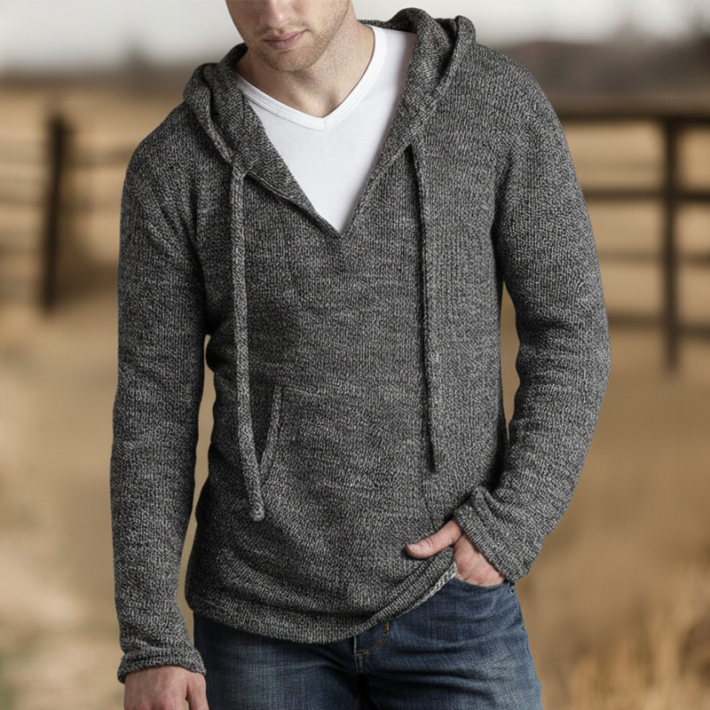 Men's Simple Retro Knitted Hooded Sweatshirt MTA1190K4P