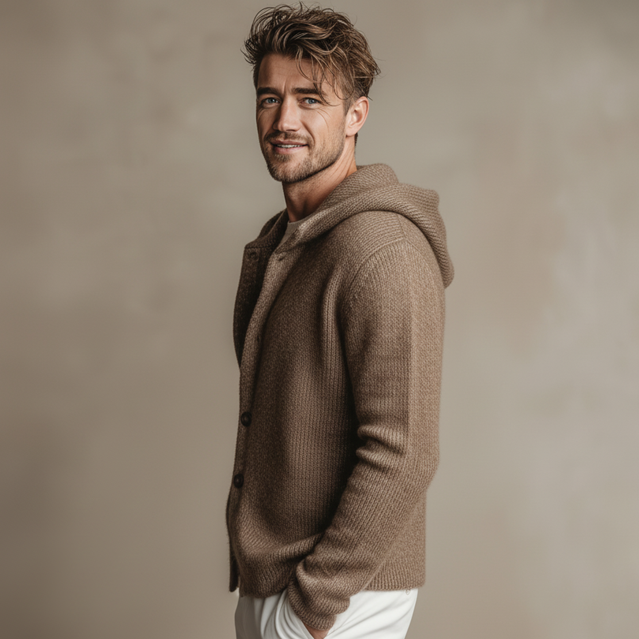 Men's Classic Casual Hooded Knit Cardigan MTA1374J5K