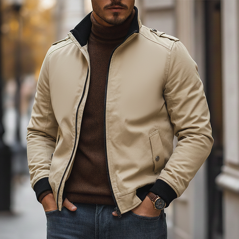 Men's Retro Cotton Blend Multi-Pocket Zipper Jacket MTA1971K5P