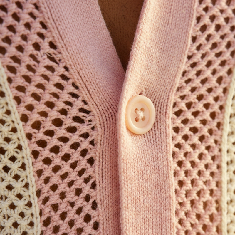 Men's Spring/Summer Fashion Cotton Yarn Knit Hollow-Out Long-Sleeved Shirt MTZ0998B9P