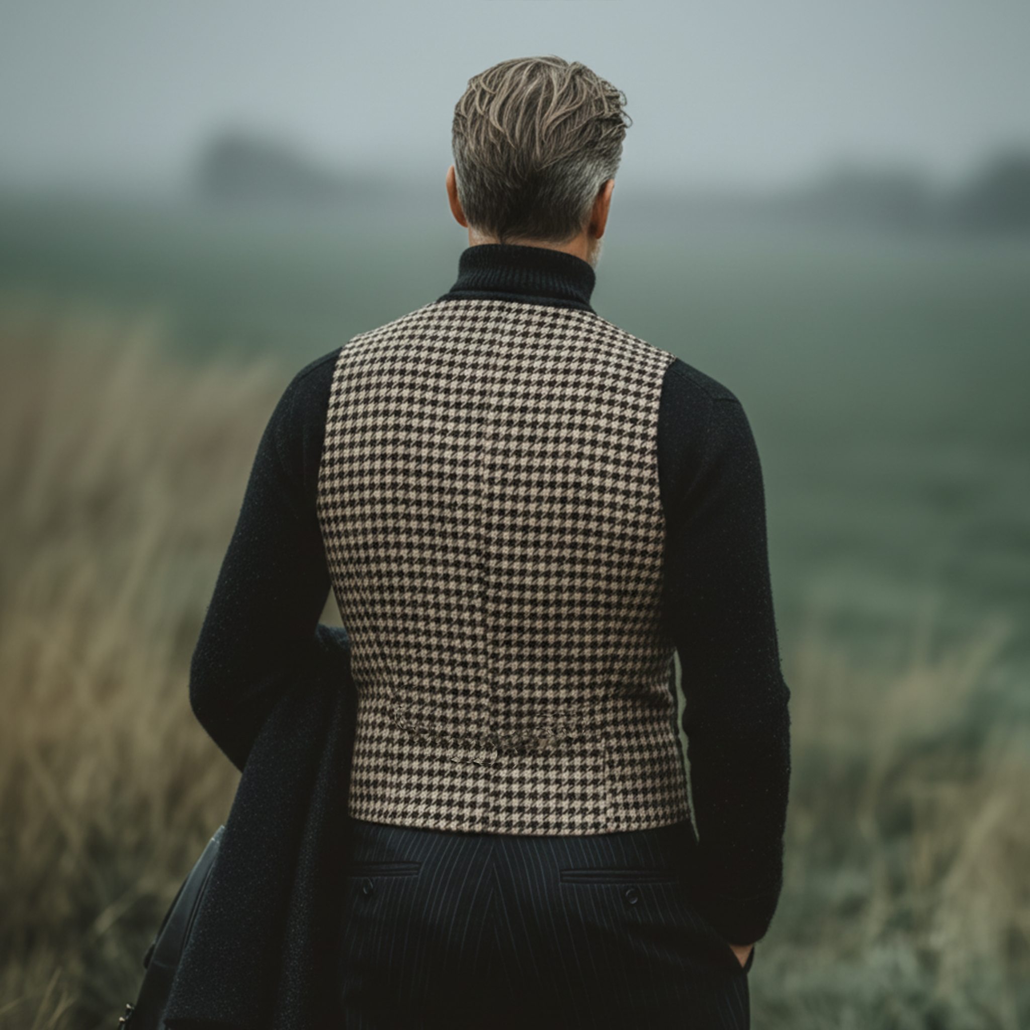 Men's Classic Business And Casual Faux Houndstooth Vest MTA3000J9K