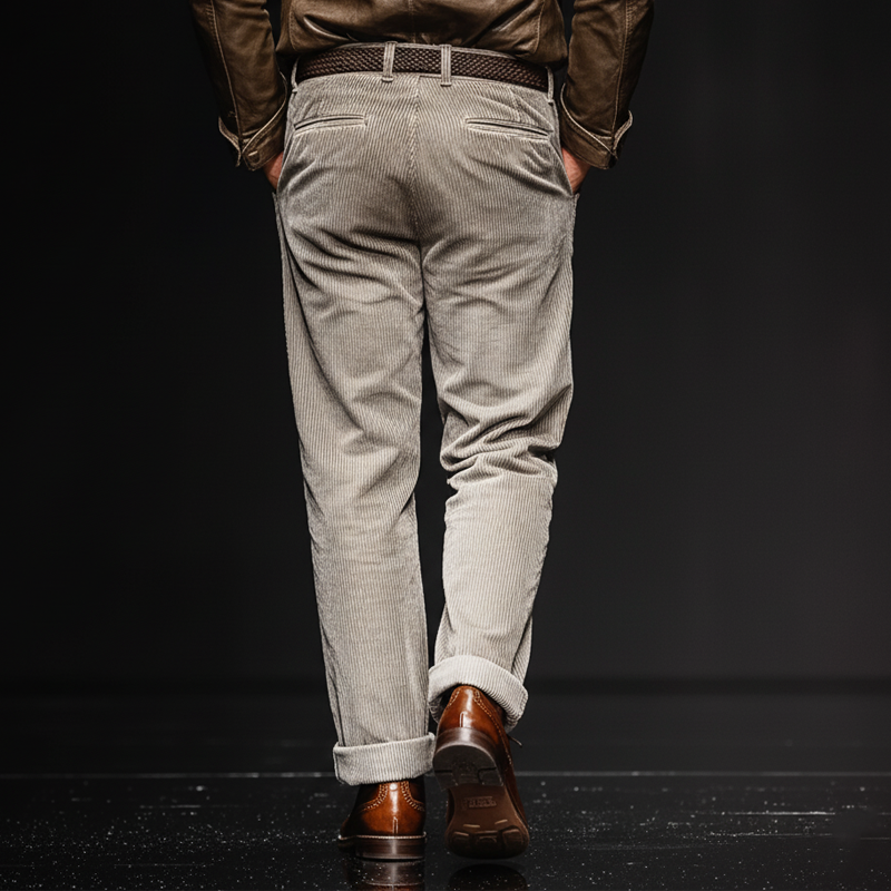 Men's Classic Light Gray Corduroy Straight-leg Casual Pants MTA0613K7U