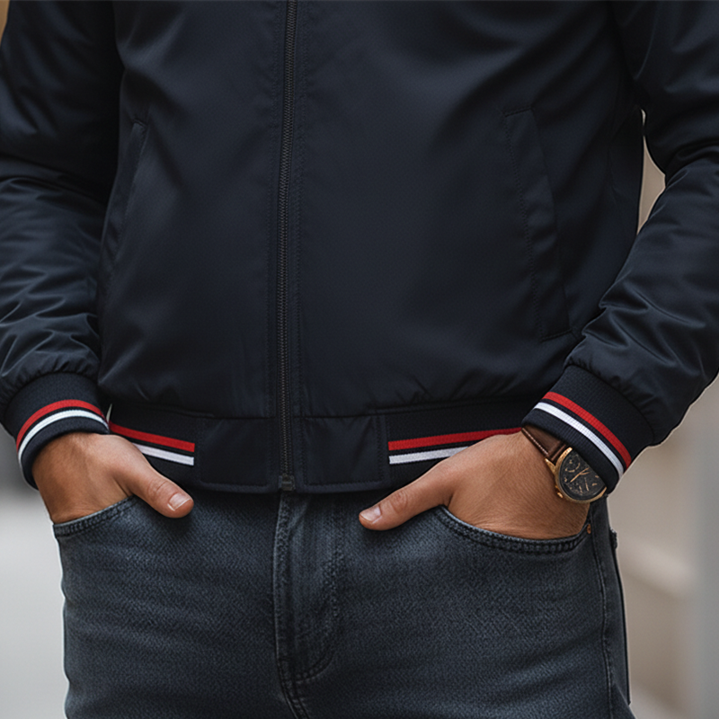 Men's Retro Cotton Blend Ribbed Zipper Jacket MTA1935K2P