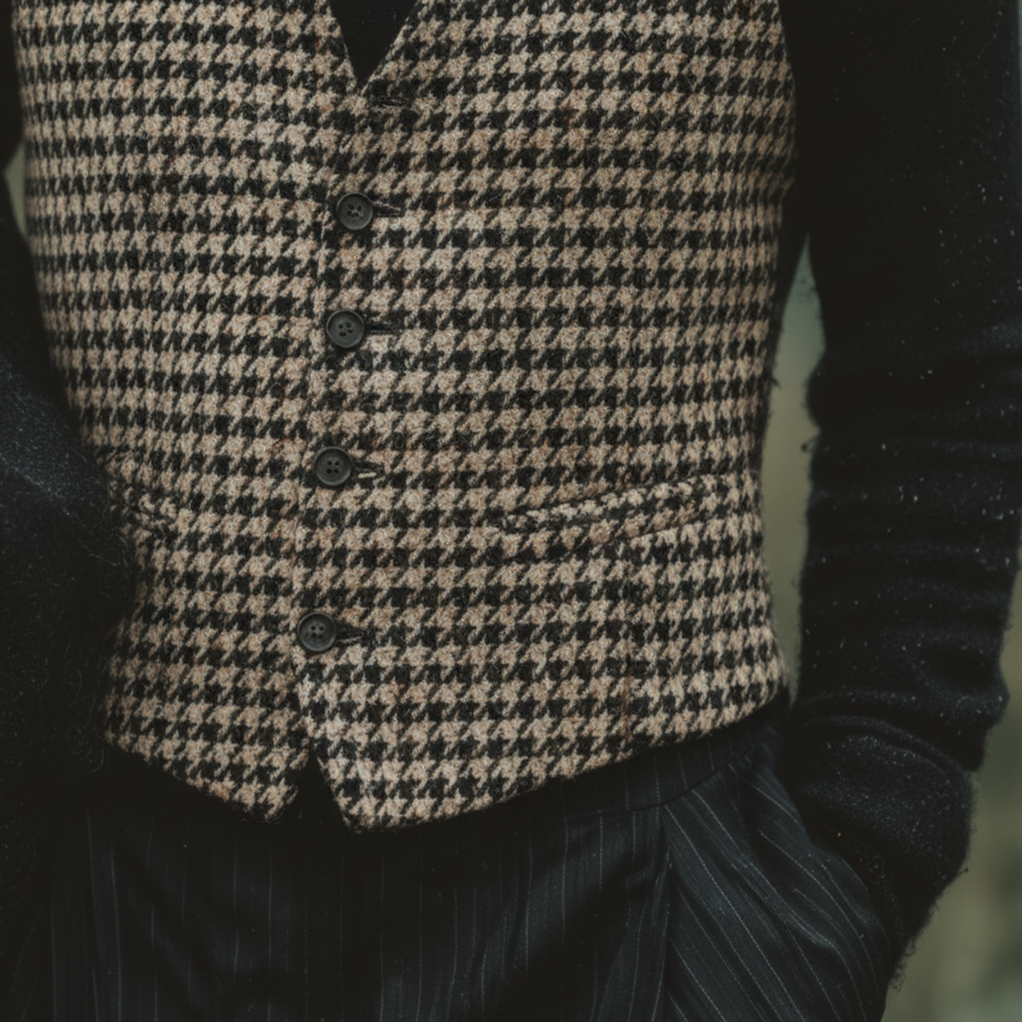 Men's Classic Business And Casual Faux Houndstooth Vest MTA3000J9K