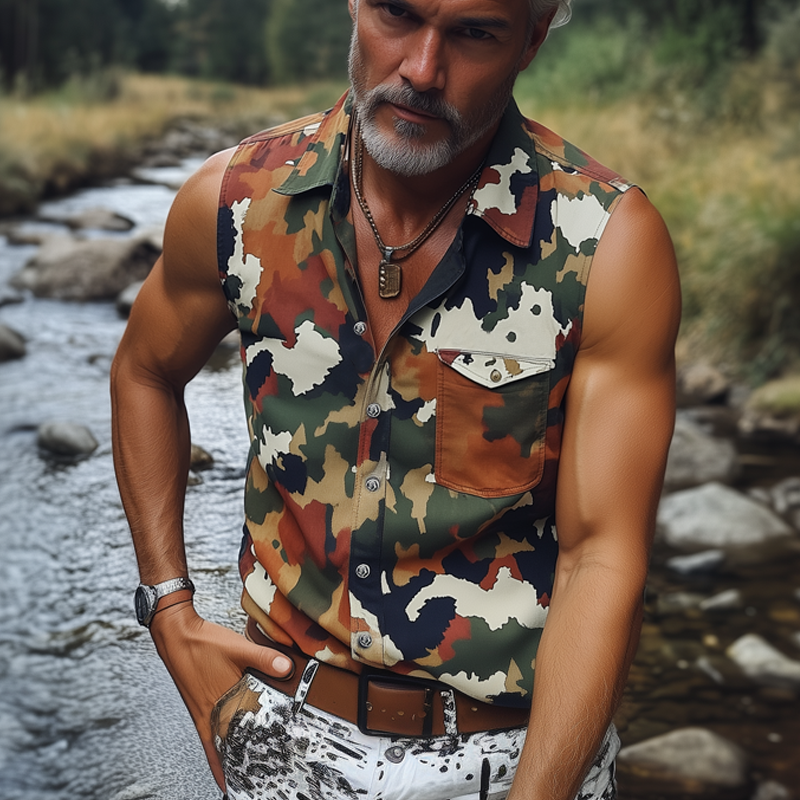 Men's Summer Fashion Camouflage Sleeveless Shirt MTA0692F5U
