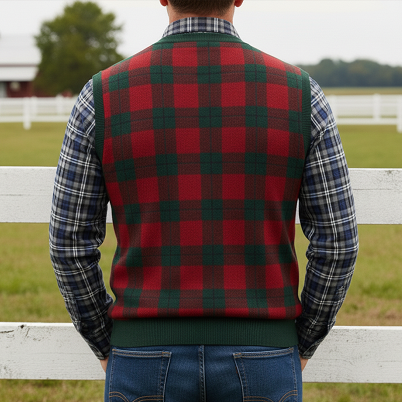 Men's Winter Retro Color Block Cotton Knit Vest MTA1455K1P