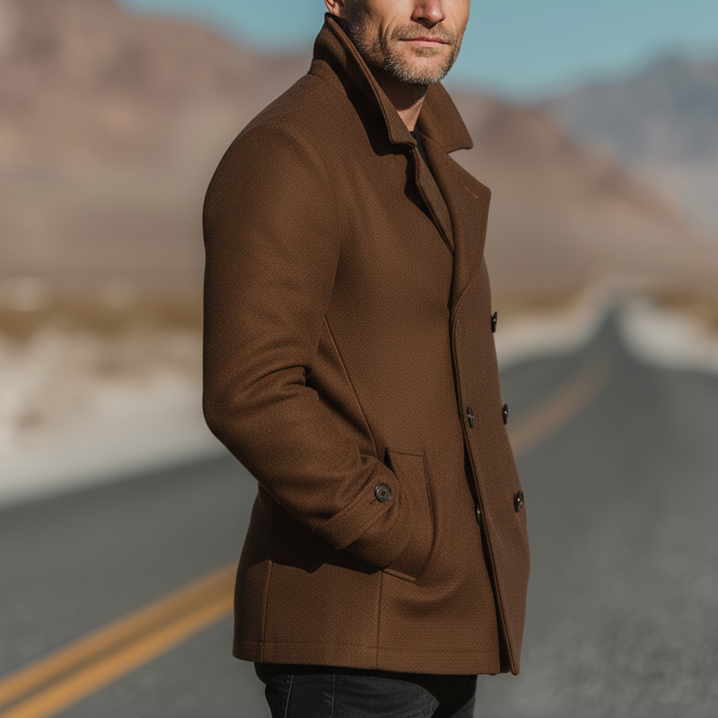 Men's Winter Retro Double-breasted Imitation Wool Casual Short Coat MTA2349I8P