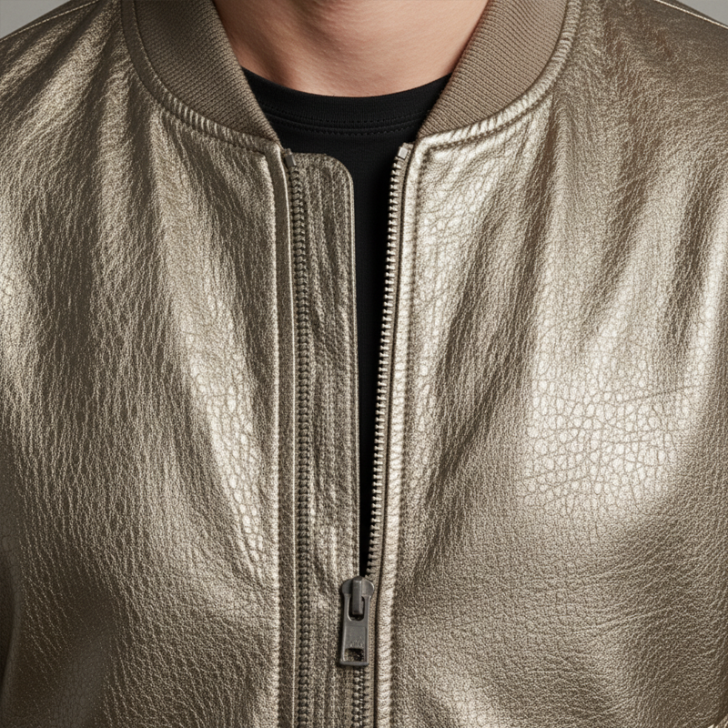 Men's Luxe Textured Zip-Up Baseball Jacket MTA1327I7U