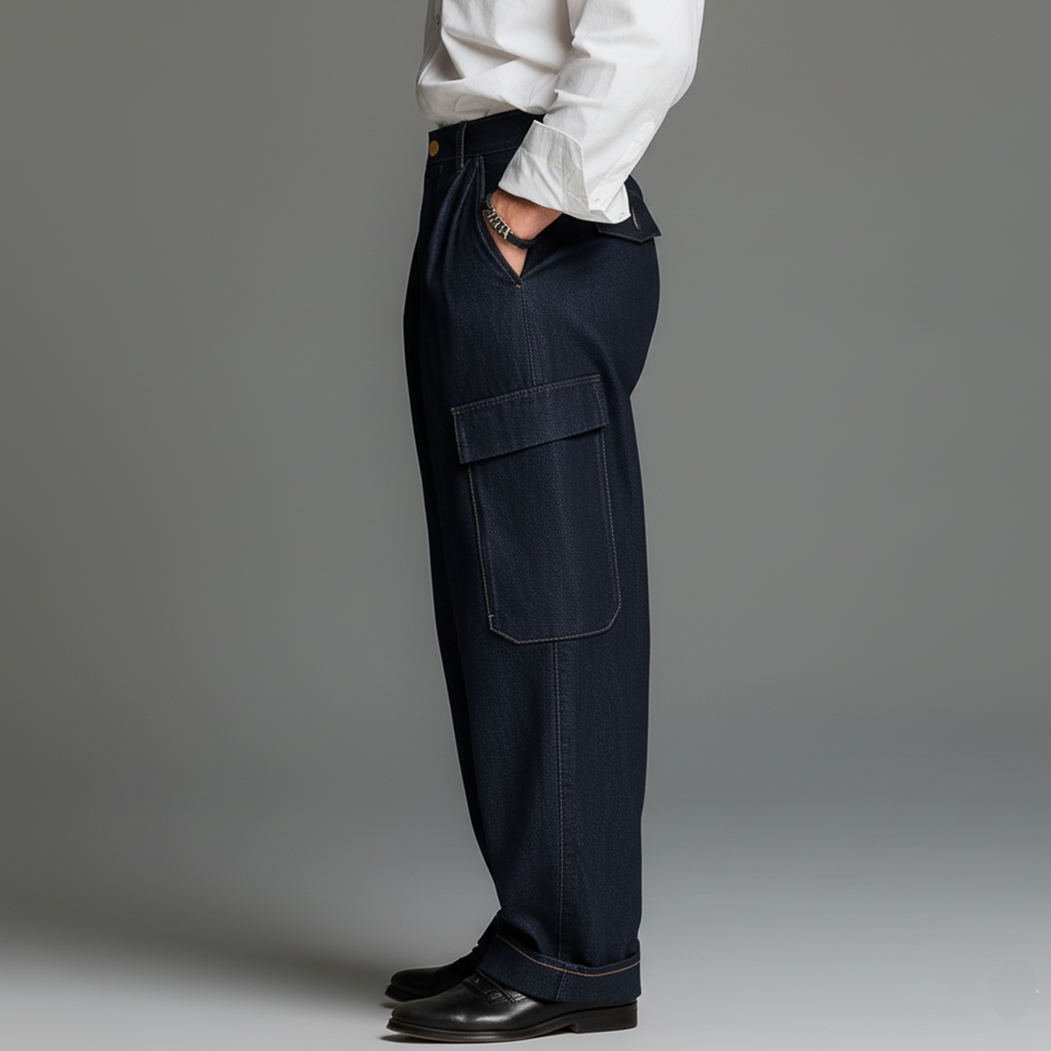 Men's Casual And Business Retro Blue Multi-pocket Jeans MTA2921J7K