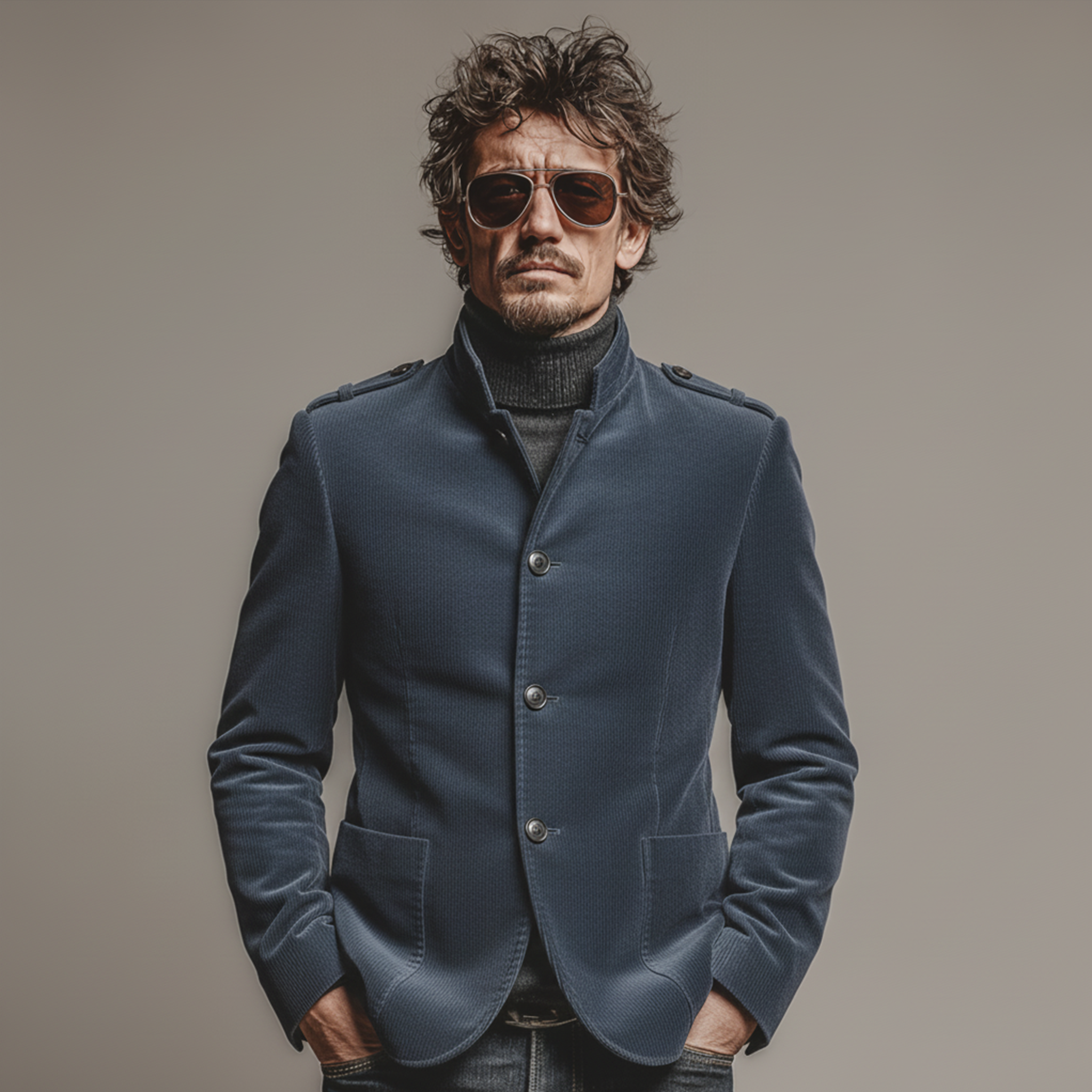 Men's Classic Retro Stand-up Collar Corduroy Single-breasted Jacket MTA1105K4K