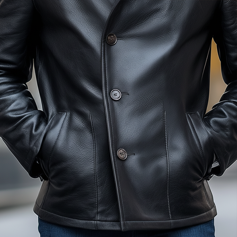 Men's Vintage Simple Stand-collar PU Faux Leather Button-up Jacket MTA1615L9P