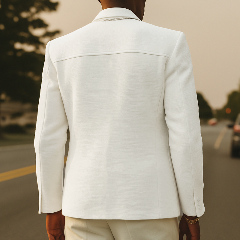 Men's Spring And Autumn Textured Button Lapel Jacket MTA1238H9U