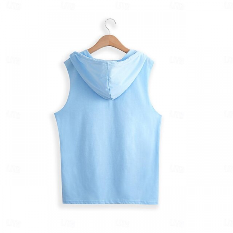 Men's Solid Color Hooded Sleeveless Tank Top MTA0712E5Z