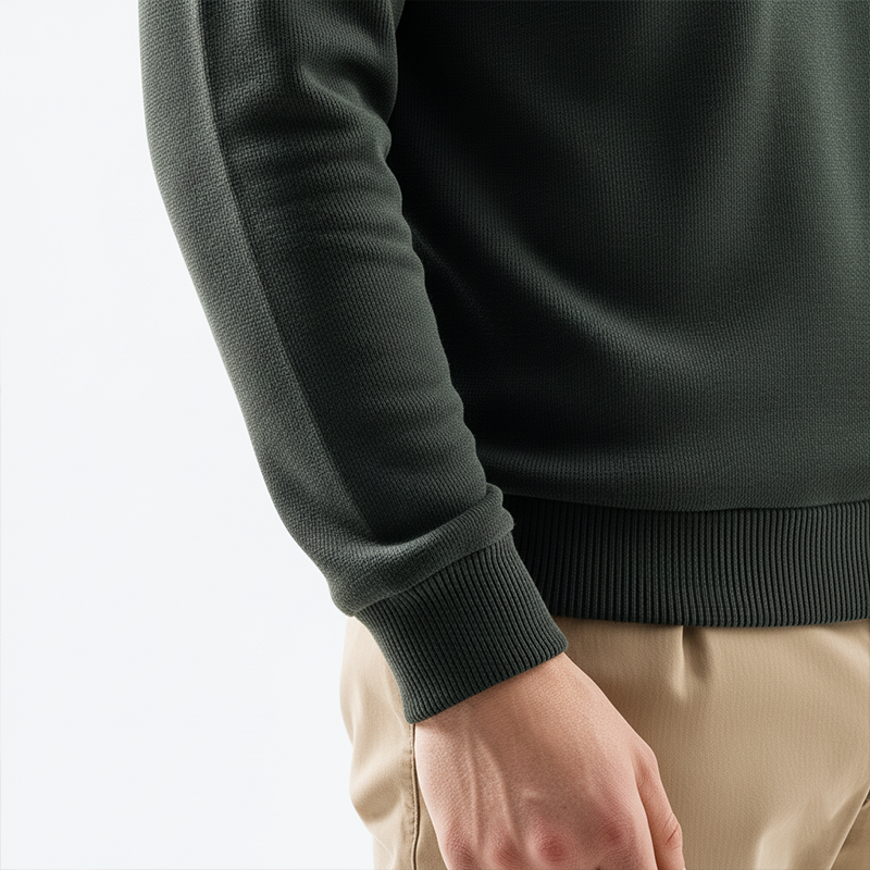 Men's Winter Retro Knitted Faux Suede Patch Half-zip Sweater MTA2710J7P