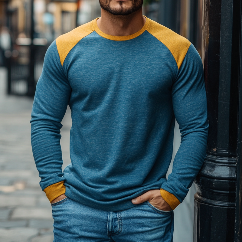 Men's Cotton Blend Crew Neck Long-sleeved T-shirt MTA0406L7X