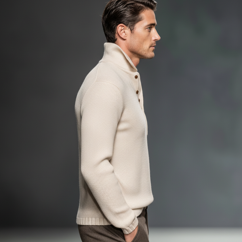 Men's Business Apricot Knitted Pullover Sweater MTA2236J5U