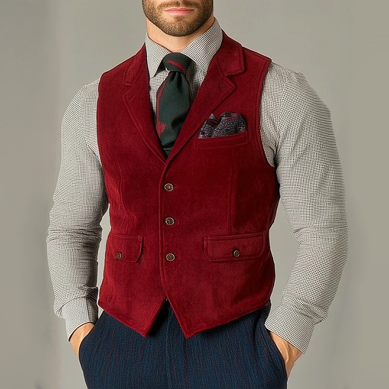 Men's Retro Casual Velvet Button Vest MTA1161K2TO