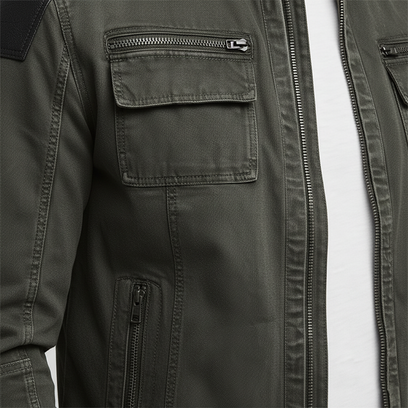 Men's Winter Vintage Washed Denim PU Patch Bomber Jacket MTA2071J5P