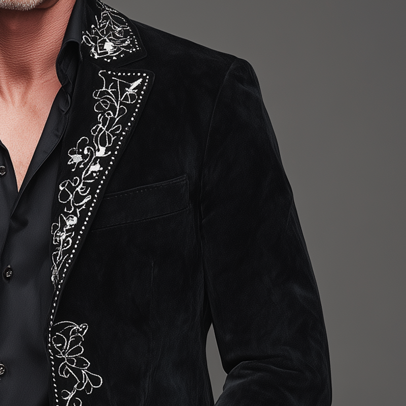 Men's Stylish Embroidered Faux Suede Suit Jacket MTA2722H5P