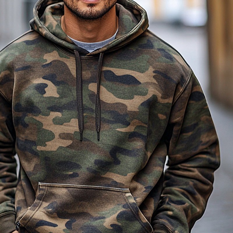 Men's Casual Loose Camouflage Print Hoodie MTA0820I9X