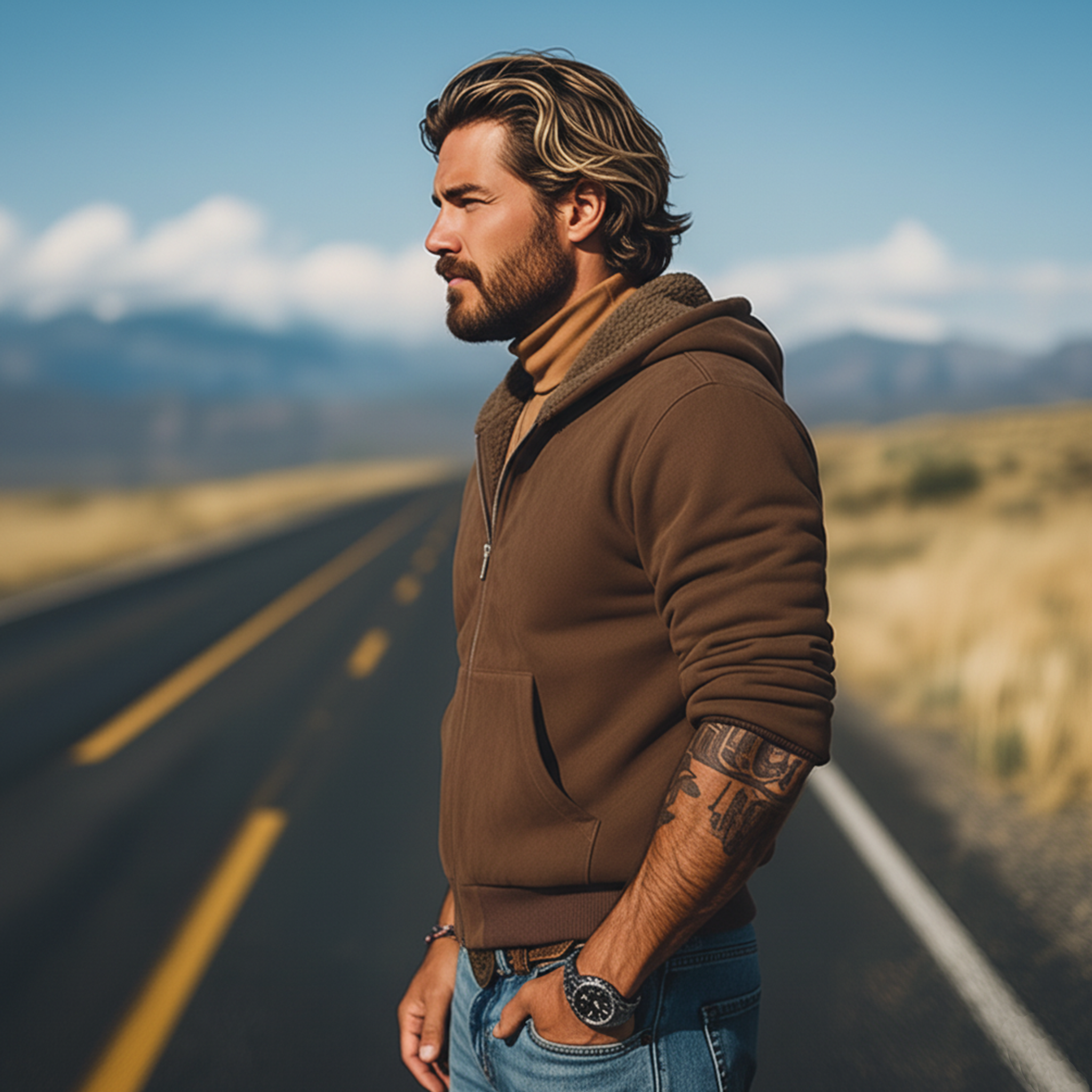 Men's Classic Retro Hooded Fleece-lined Faux Suede Jacket MTA0107K0K