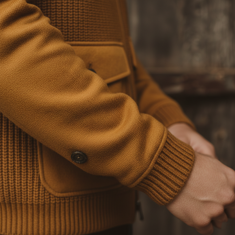 Men's Winter Cotton Yarn Knitted Patchwork Cotton Blend Zipper Cardigan MTA1377J8P