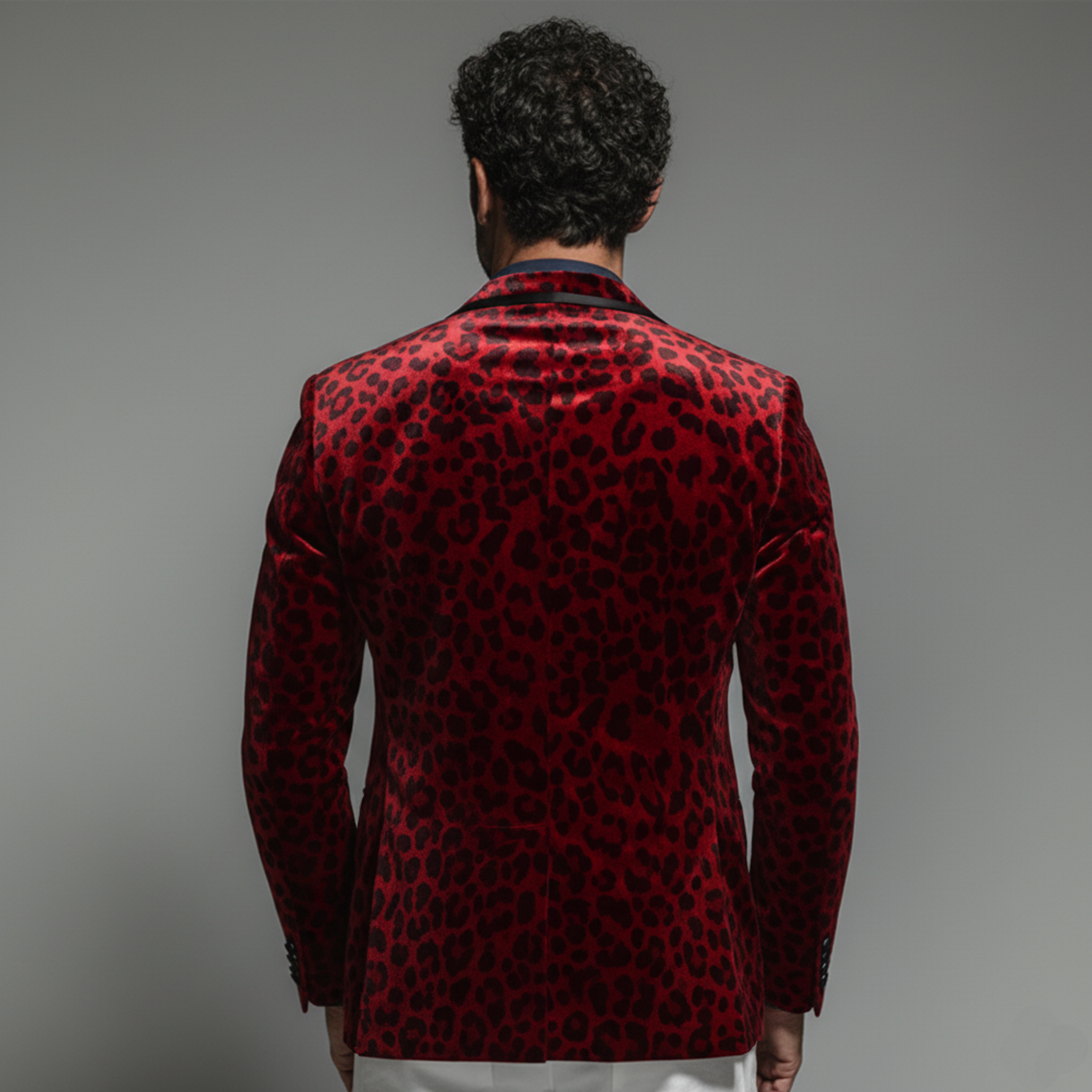 Men‘s Classic Retro Leopard Print Velvet Single-breasted Blazer MTA0408L3K