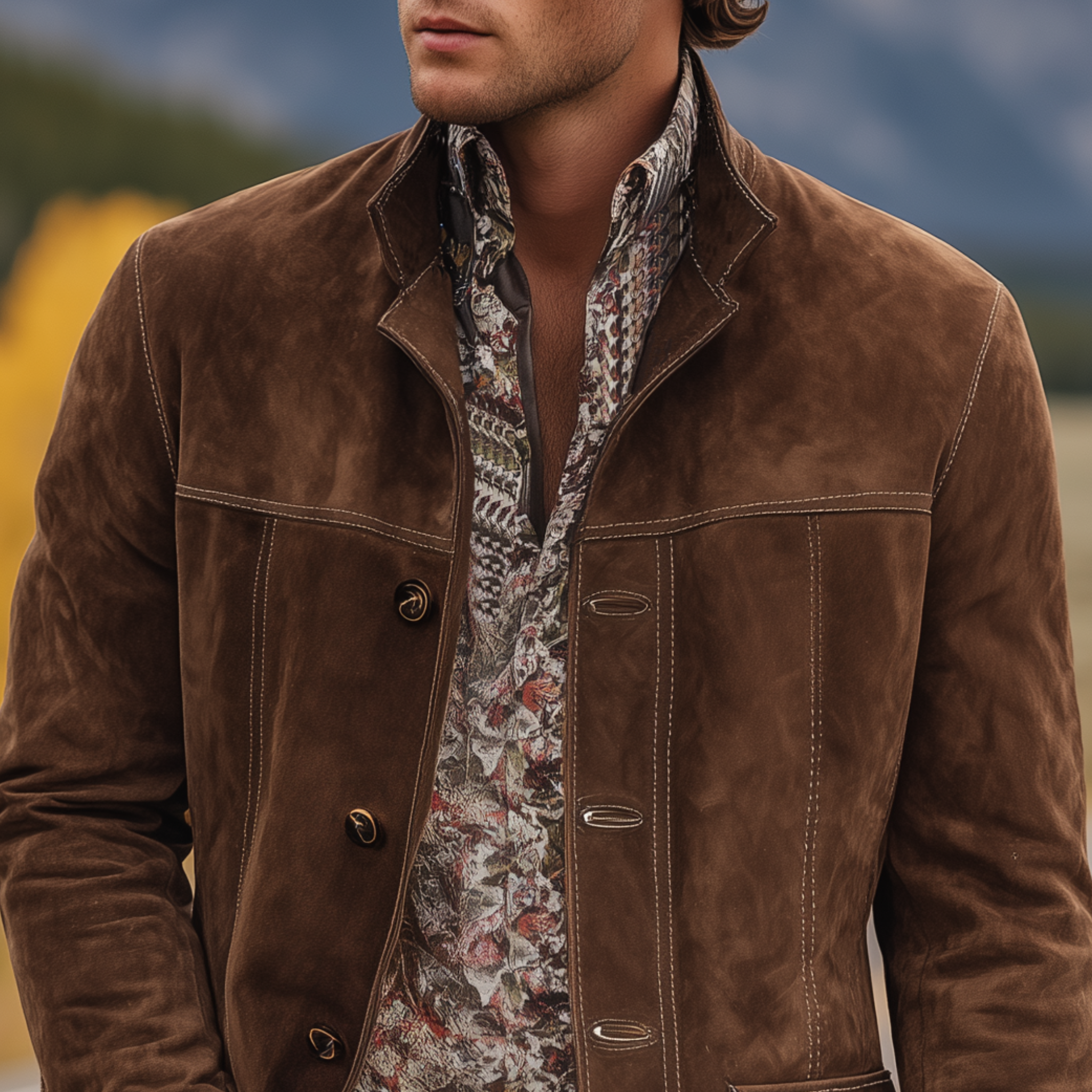Men's Classic Western Casual Tough Lapel Suede Jacket MTA0816I4K