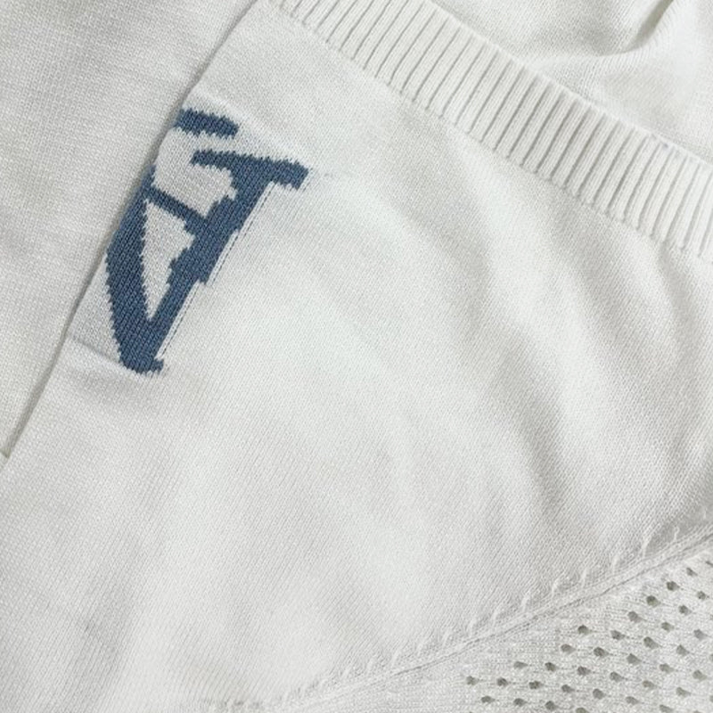 【24-timers levering】Herre sporty bokstaver jacquard rund hals kortermet genser-T-skjorte MTA1856C1X