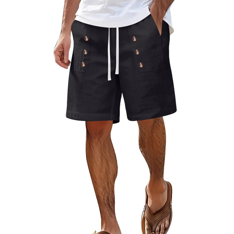Herre ensfargede, avslappede dobbeltspente shorts MTA2258E3X
