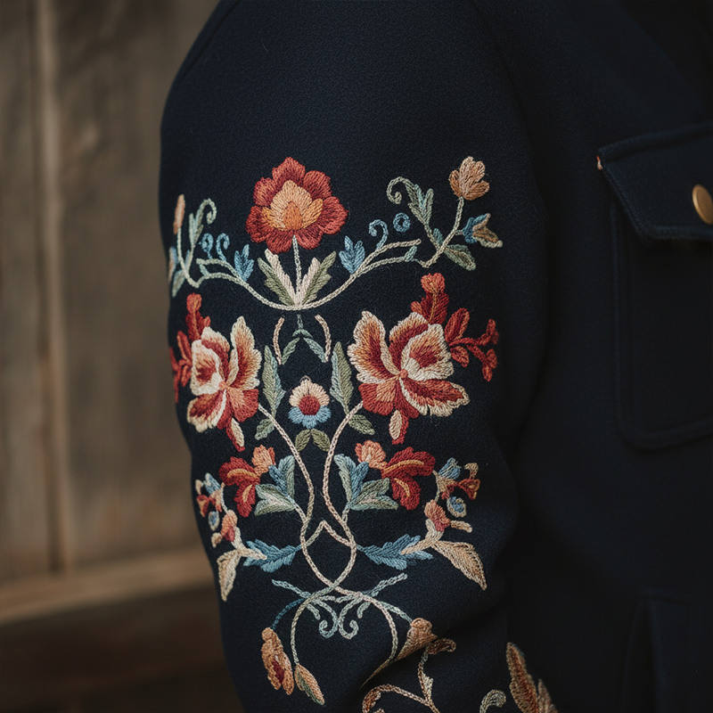 Men's Winter Exquisite Embroidered Faux Wool Baseball Jacket MTA1568J8P