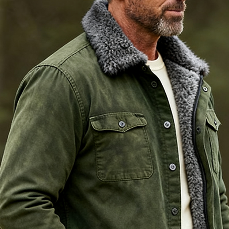 Men's Vintage Casual Cotton Washed Plush Wear-Resistant Lapel Ranch Jacket MTA1567J2TO