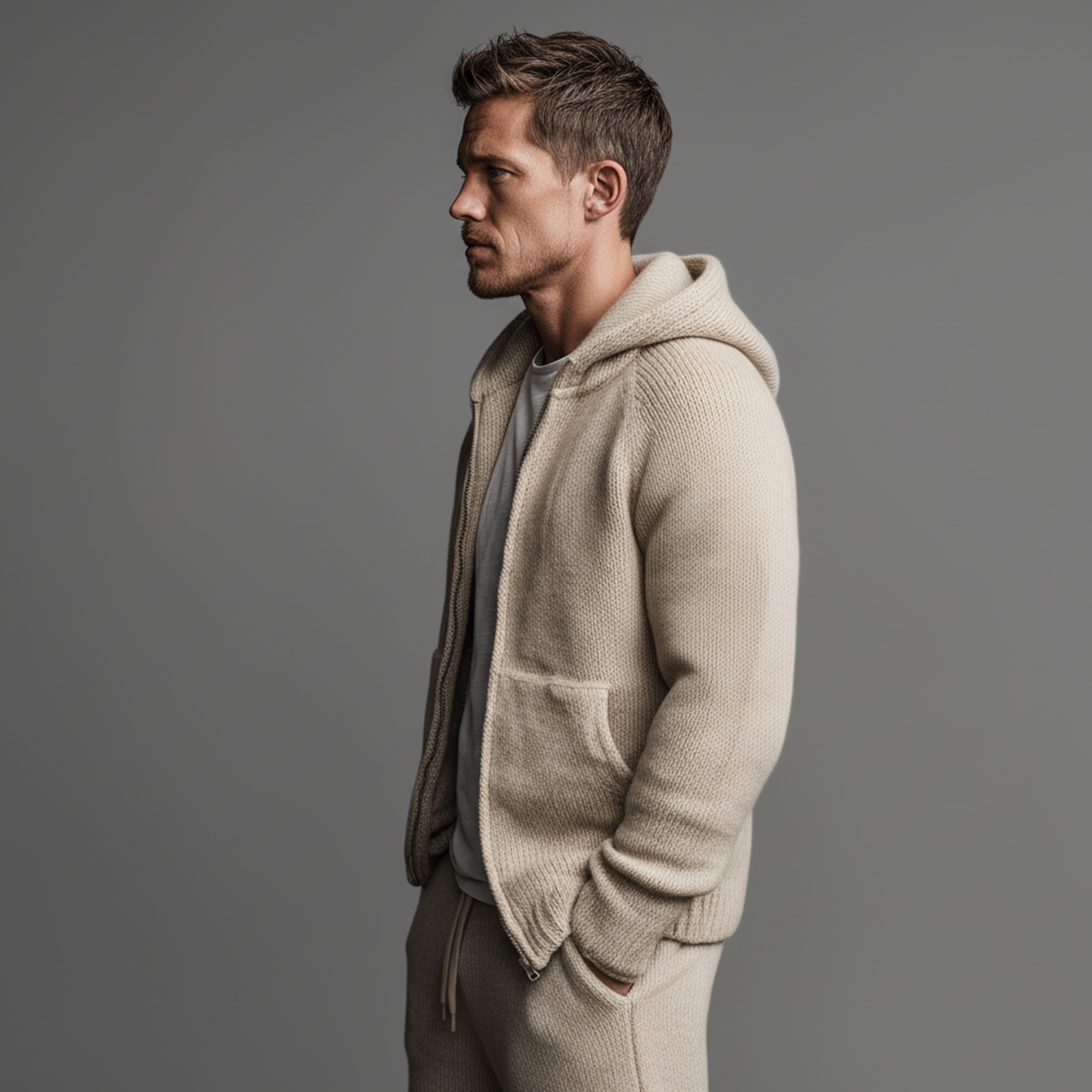 Men's Classic Casual Simple Hooded Knitted Cardigan MTA1461J7K