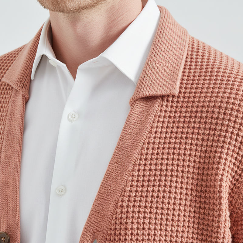 Men's Winter Fashion Waffle Texture Cotton Knit Cardigan MTA2067J1P